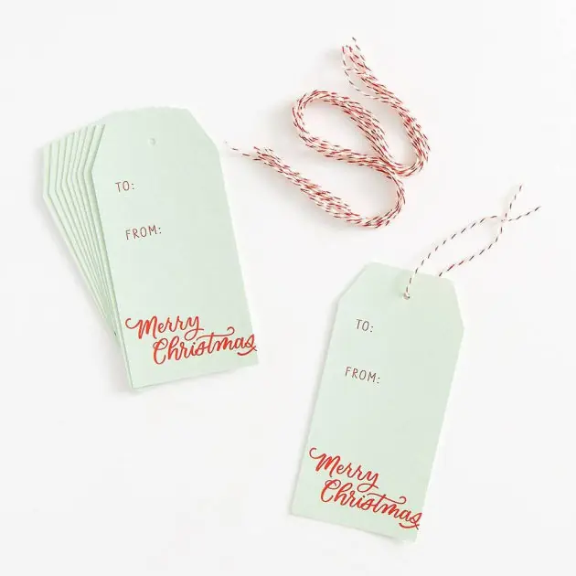 Crafted Red & Green Merry Christmas Script Gift Tags